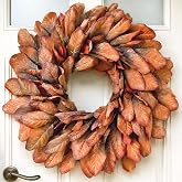 26" Artificial Fall Magnolia Leaf Wreath for Front Door Decoration (Orange) | Faux Magnolia Leaves Wreath Fake Plant Wreath, for Front Door Fireplace Wall Window Farmhouse Home Outdoor Autumn Decor