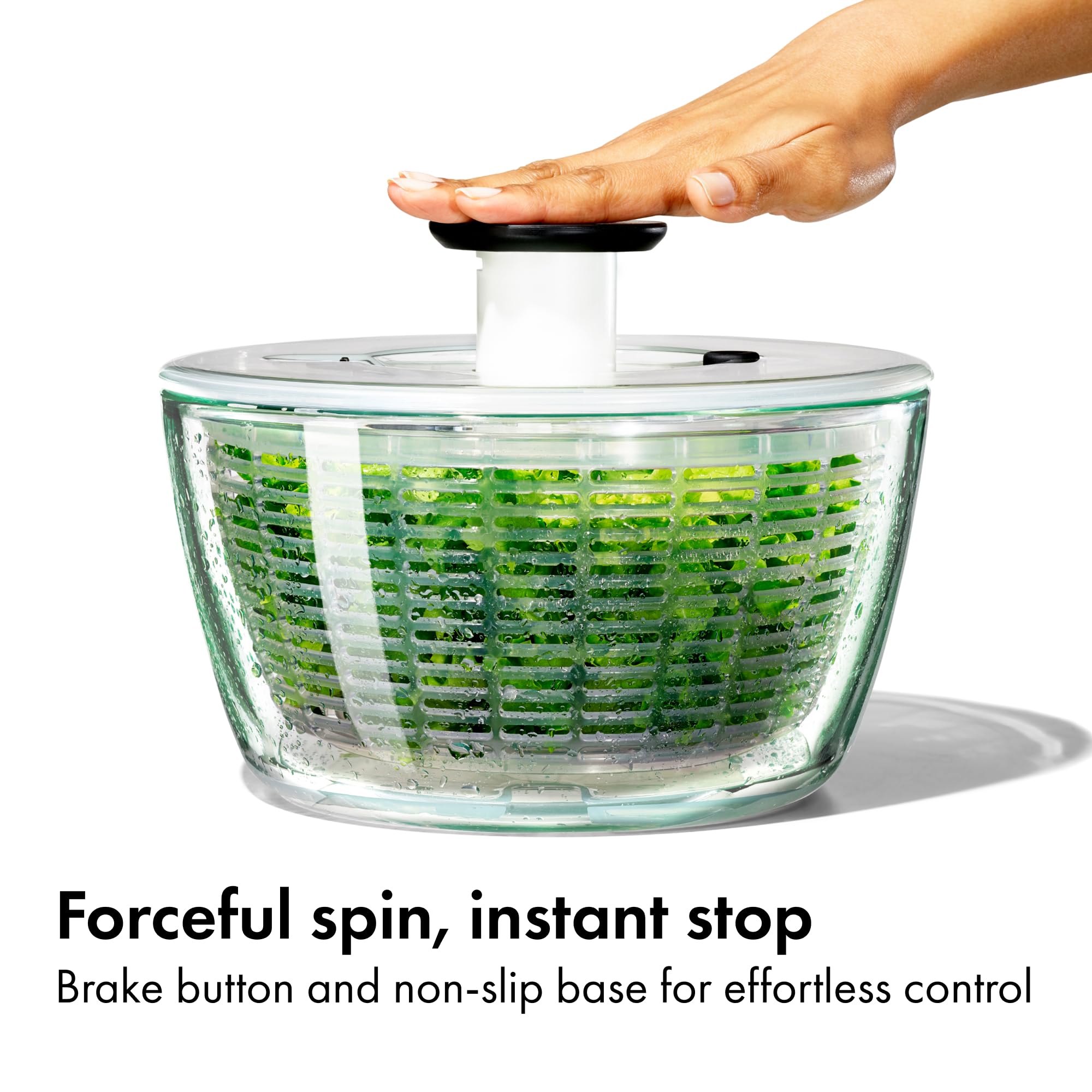OXO Good Grips Glass Salad Spinner - Large 6.22-Qt Lettuce & Fruit Washer, Borosilicate Glass Bowl, BPA-Free, Easy Pump