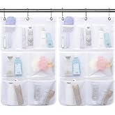 Fammart Mesh Shower Caddy Hanging, 2 Pack Mesh Shower Organizer | 7 Pockets, 6 Hooks, Quick-Dry, Portable Dorm Bathroom Organizer Cruise Essential for Toiletry, Bathroom, RV, Travel, Camping