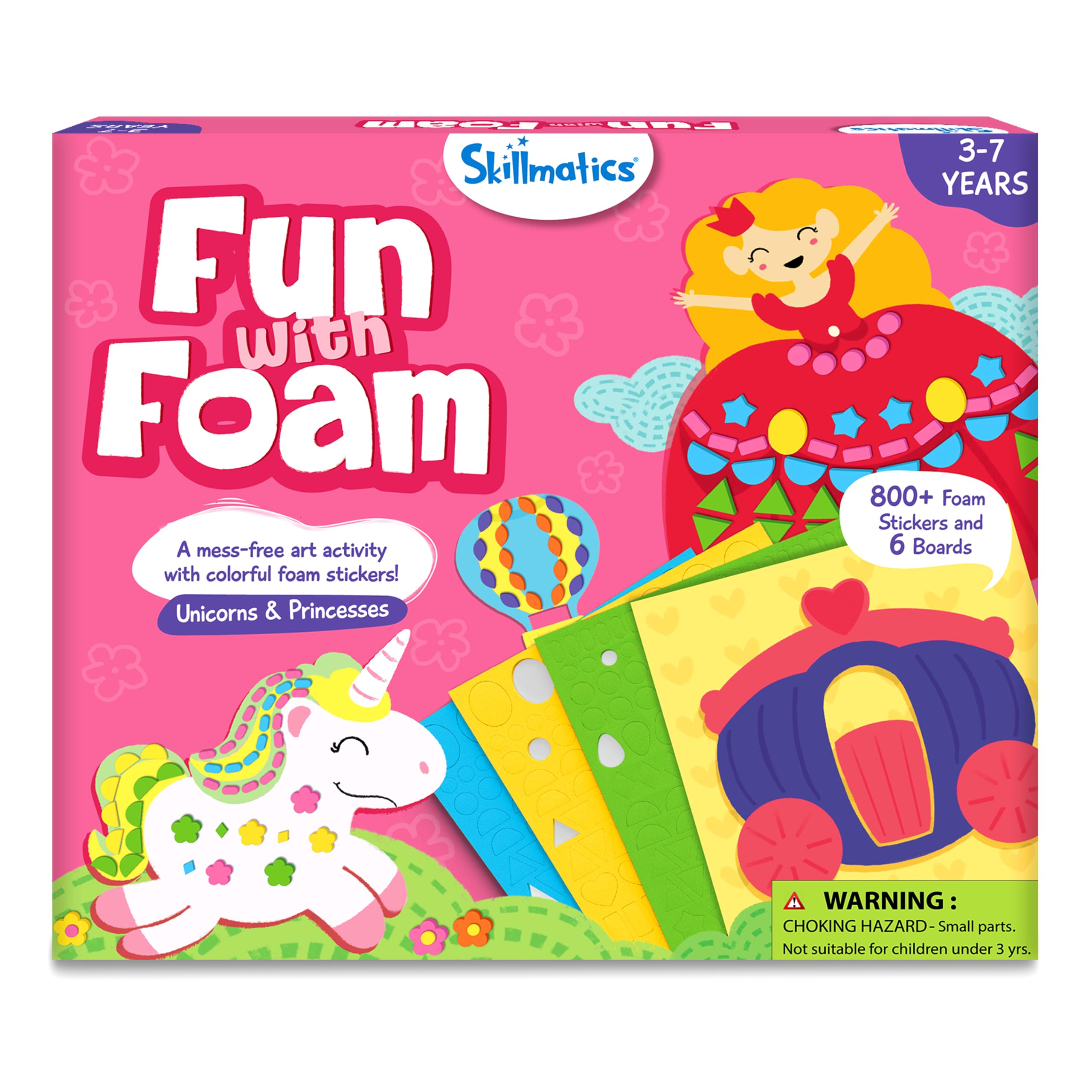 Skillmatics Foam Sticker Art Activity - Unicorns & Princesses, Easter Basket Stuffers, Mess-Free Fun for Kids, 800+ 3D Foam Stickers, DIY Felt Craft Kits, Gifts for Girls & Boys Ages 3, 4, 5, 6, 7