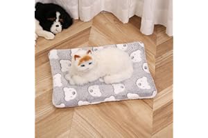 KRAOIKK Cozy Calming Cat Blanket, Flannel Cushion for Pet Cozy Calming Blanket for Anxiety and Stress, Cozy Kitty Bed for Indoor Cats Calming Thick, Ultra Soft Pet Bed Mat (Grey Bear, M (15.7" x 19.7"))