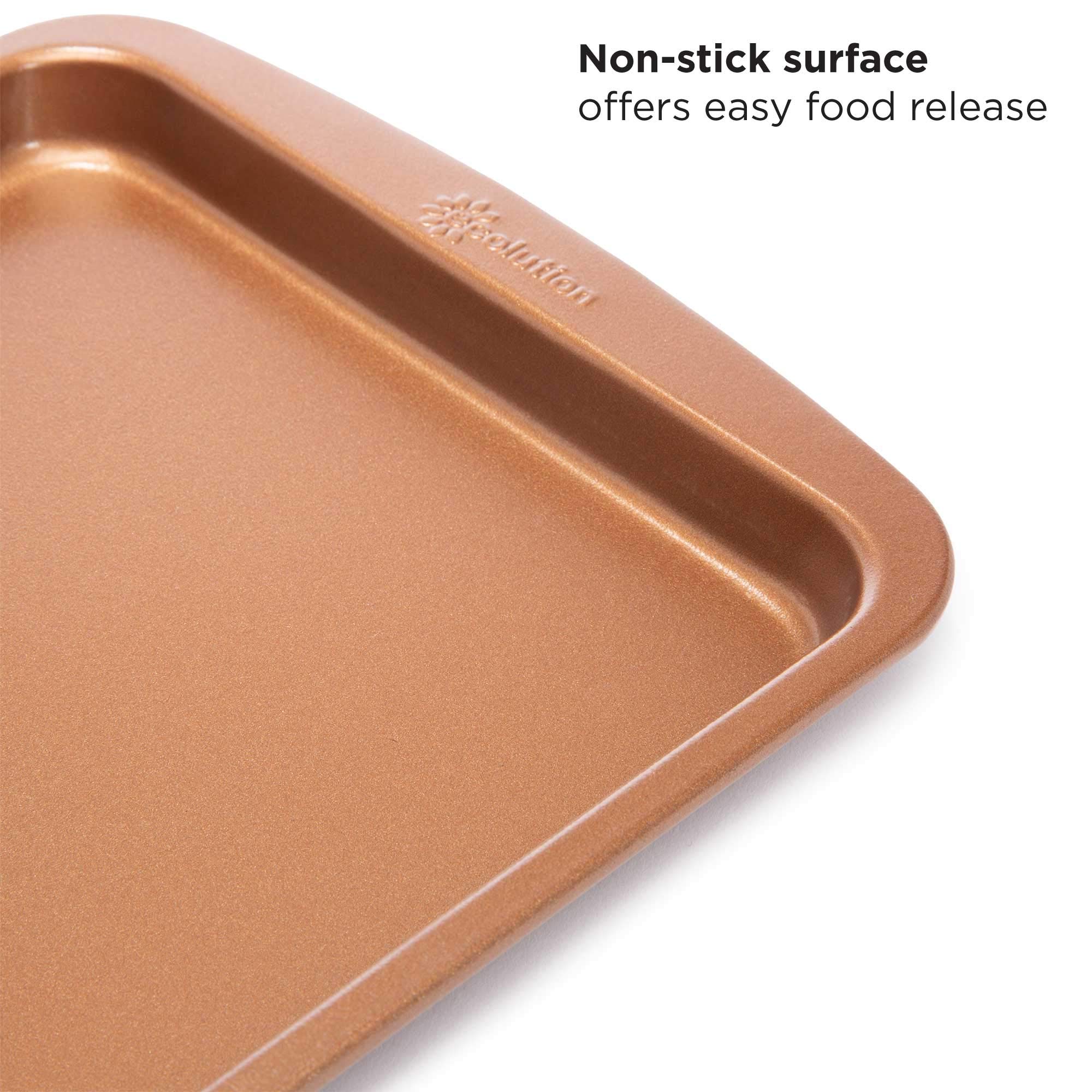 Ecolution Non-Stick Toaster Oven Bakeware Set, 4 Piece, Carbon Steel, Easy to Clean and Perfect for Single Servings, Copper