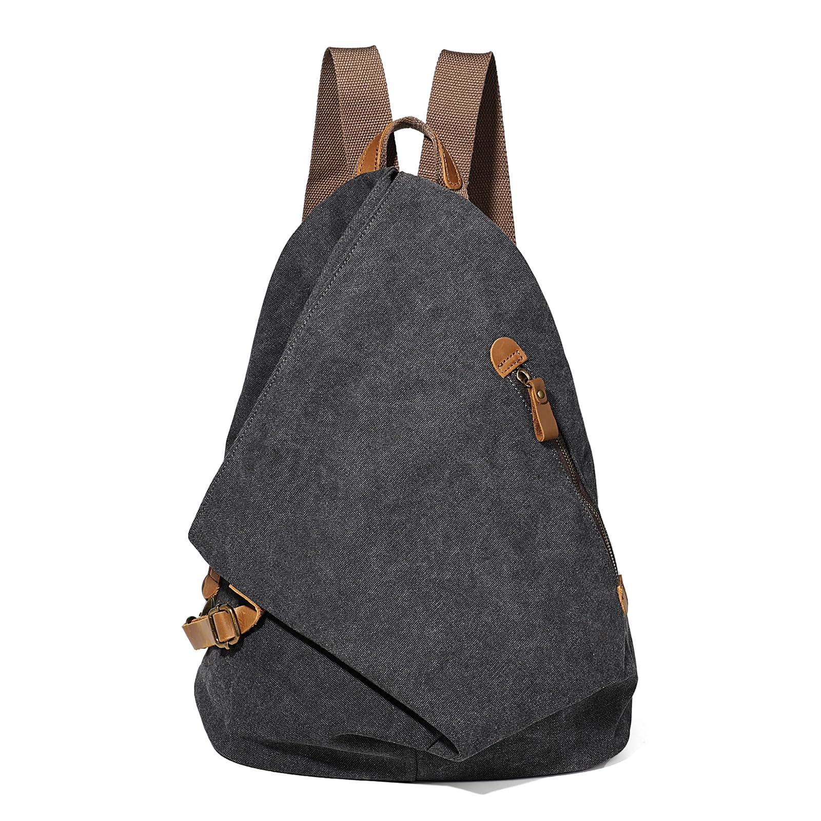 Canvas Vintage Backpack โ Large Casual Daypack Outdoor Travel Rucksack Hiking Backpacks Shoulder Bag for Men Women (6882-Black) โ image 1