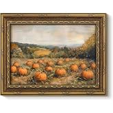 VIYYIEA Gold Framed Harvest Pumpkin Canvas Art, Rustic Fall Decor, 8x10in | Halloween Framed canvas, Rustic harvest pumpkin autumn style, Perfect for living room & gallery, Great Thanksgiving decor