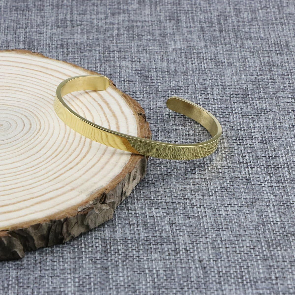 Blank Friendship Cuff Bracelet Stainless Steel Jewelry Minimalist Simple Open Bangle Gold: Clothing