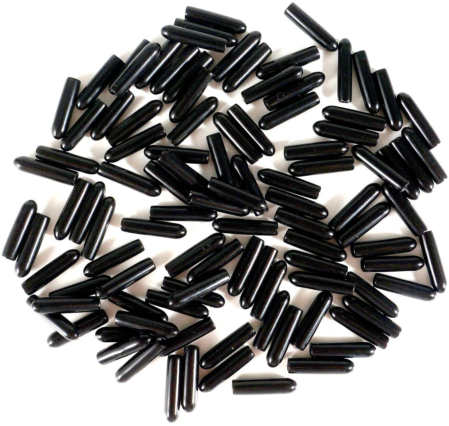 Boxonly Screw Thread Protectors PVC Rubber Round Tube Bolt Cap Plastic End Cap Cover Inner Dia.25mm Black 50Pcs