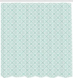 N\A Cortina de baño Verde Azulado y Blanco, Elementos de diseño de