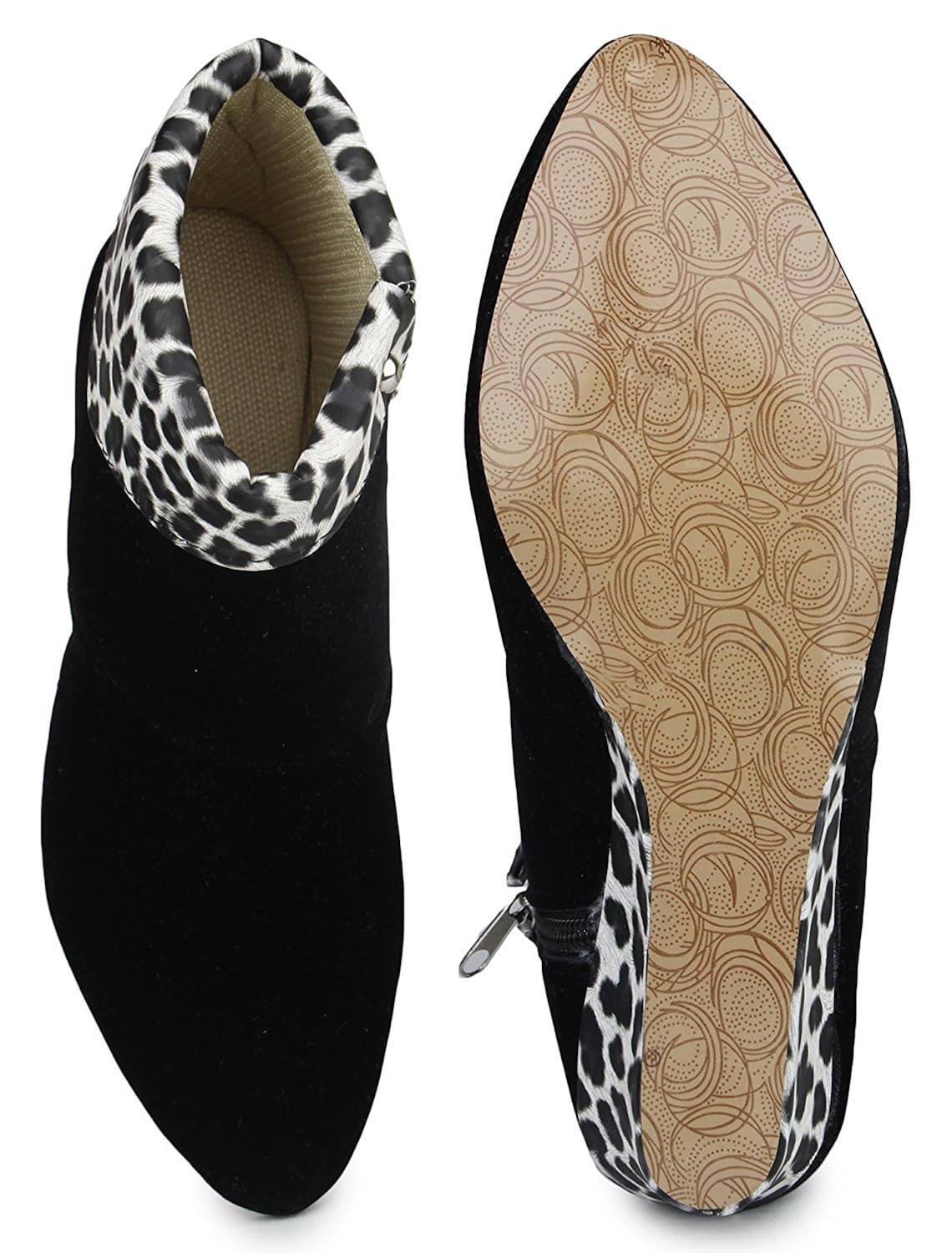 rgk's women's black velvet long shoes / boot for girls