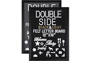 G GAMIT Double Sided Felt Letter Board 12”x16”with Black Wood Grain Frame,1032 White&Gold Letters,Symbols,Emojis,Script Cursive Words&Photo clips,Sign board&Message Board with Stand，Scissor&Canvas Bags