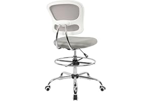 HYLONE Ergonomic Office Chairs, Office Drafting Chair, Rolling Stool Chair Armless Standing Desk Chair with Footrest Bar Stools for Home,Office & Bar
