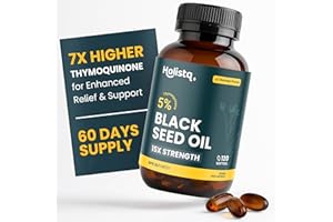 HOLISTQ Holistiq Black Seed Oil Organic Cold Pressed Capsules | 5% Thymoquinone | Non-GMO & Vegan | Nigella Sativa Black Cumin Seed Oil, Omega 3 6 9 Adult Immunity Support - 120 Softgels, 2 Months Supply