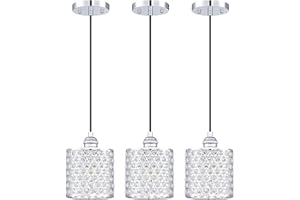 Dolaimy House 3 Pack 1 Light Polyhedral Crystal Pendant with Nickel Finish Modern and Concise Crystal Shade for Dining Room, Corridor,Living Room Kitchen Island