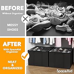 SpaceAid Shoe Organizer for Closet, 2 Pack Foldable