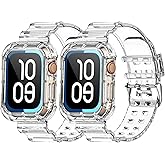 NotoCity Clear Bands for Apple Watch 38mm 40mm 41mm with Transparent Rugged Bumper Case Compatible with Series 9 8 7 SE 6 5 4 3 2 1 (Clear+Clear 38/40/41mm)