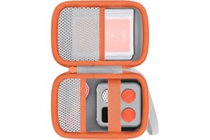 Baval Storage Case Compatible with Yoto Mini (2024 Edition) Kids Screen-Free Bluetooth Audio Player,Transparent Card Bag can hold up to 36 cards(Gray Case,Orange Zipper)