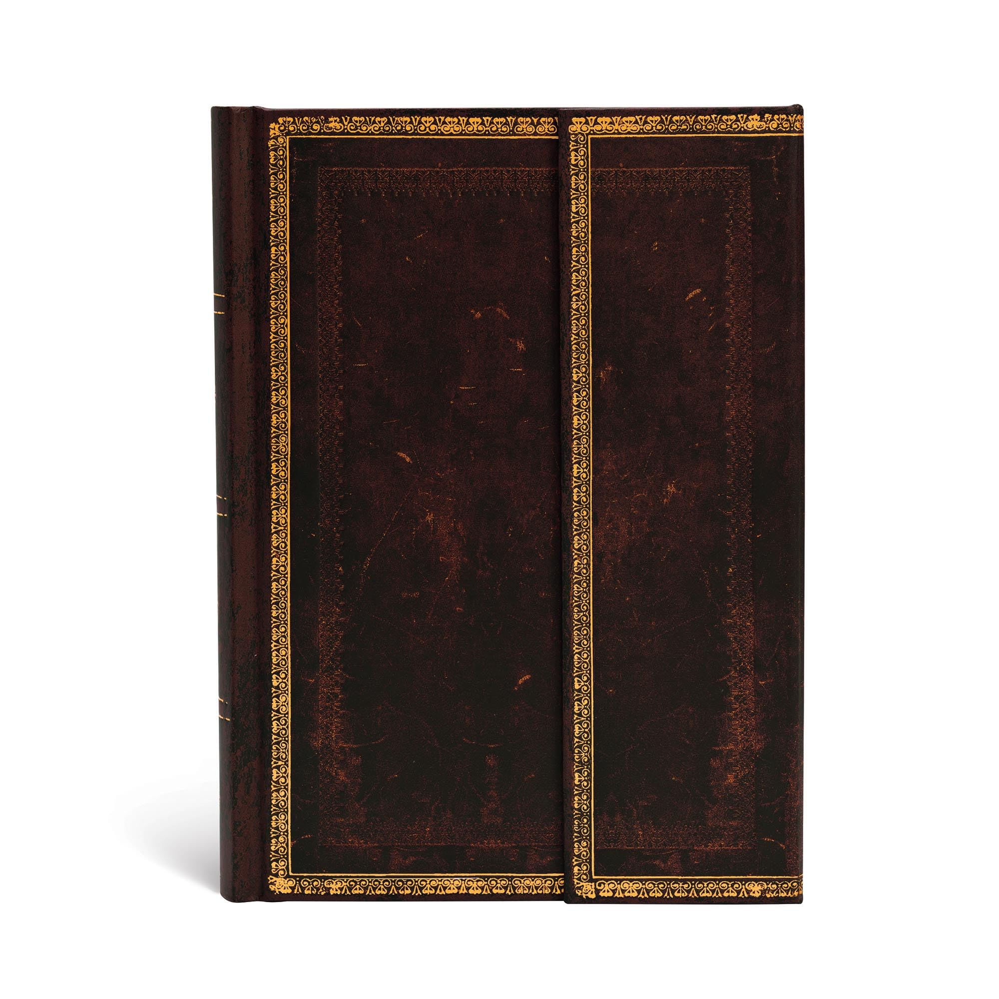Paperblanks Old Leather Moroccan Midi Notebook with Lined Pages - Black