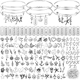 363 Pcs Charm Bracelet Making Kit Bangle Bracelets DIY Kit, 17 Silver Expandable Wire Bangles, 146 Charms Pendants, 200 Open Jump Rings for Christmas Women Jewelry Making