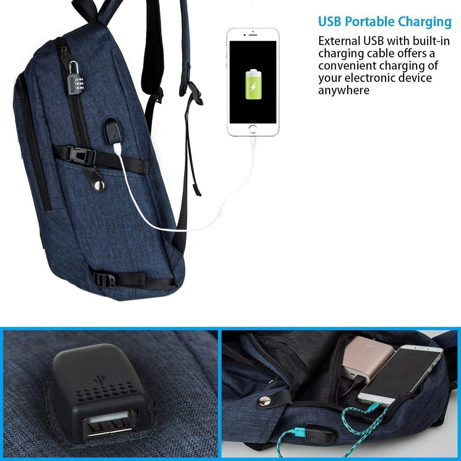 mancro slim backpack with usb charging port