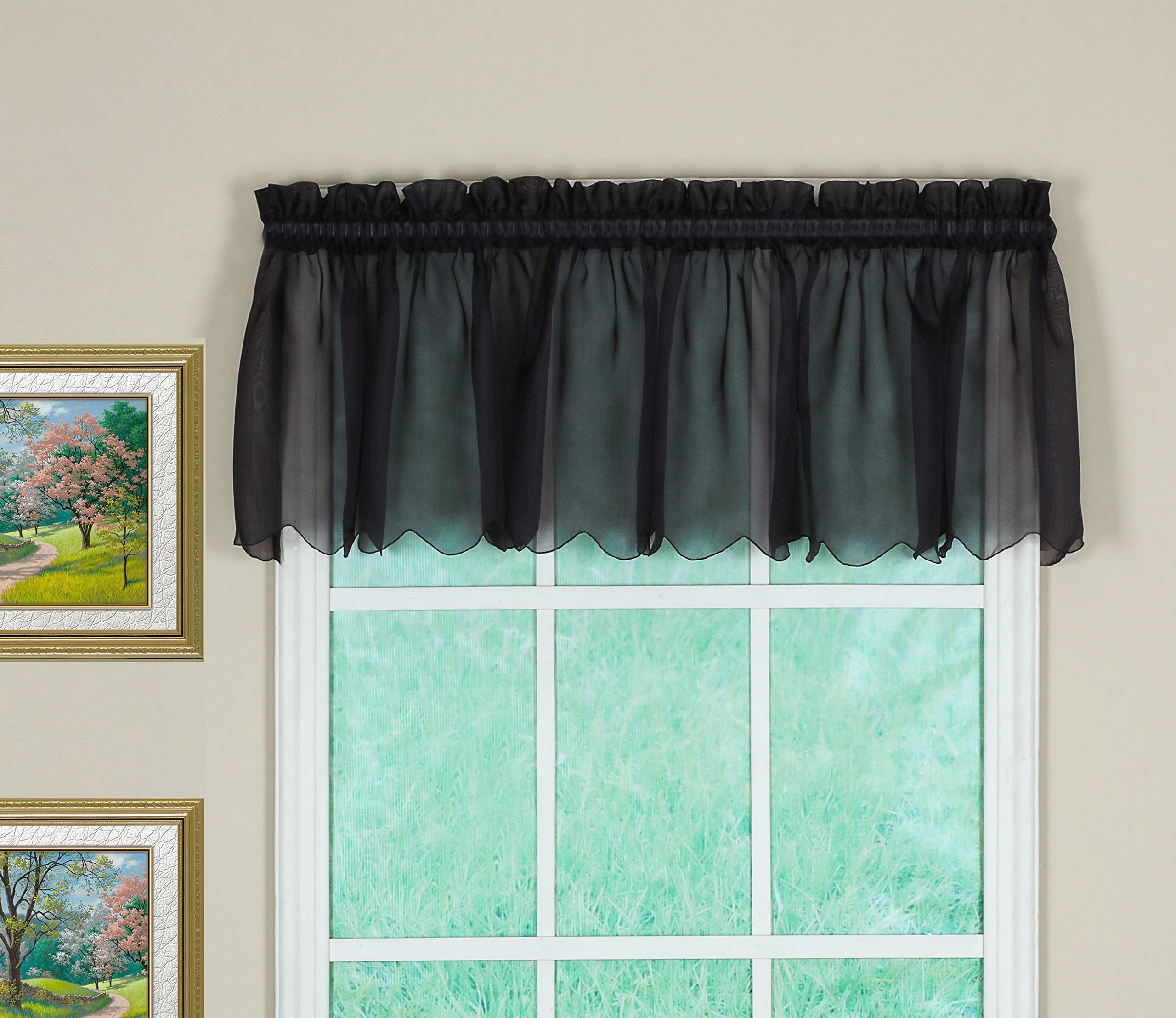 Today's Curtain Emelia Original Voile Valance 14", Black, 60" W x 14" L