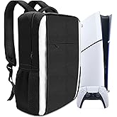 ASNOMY Game Backpack for PS5/PS5 Pro/PS5 Slim, PS5 Protective Travel Bag Carrying Case, Large Capacity Storage Bag for PlayStation 5 Console,Dual Controllers, Disc and Accessories