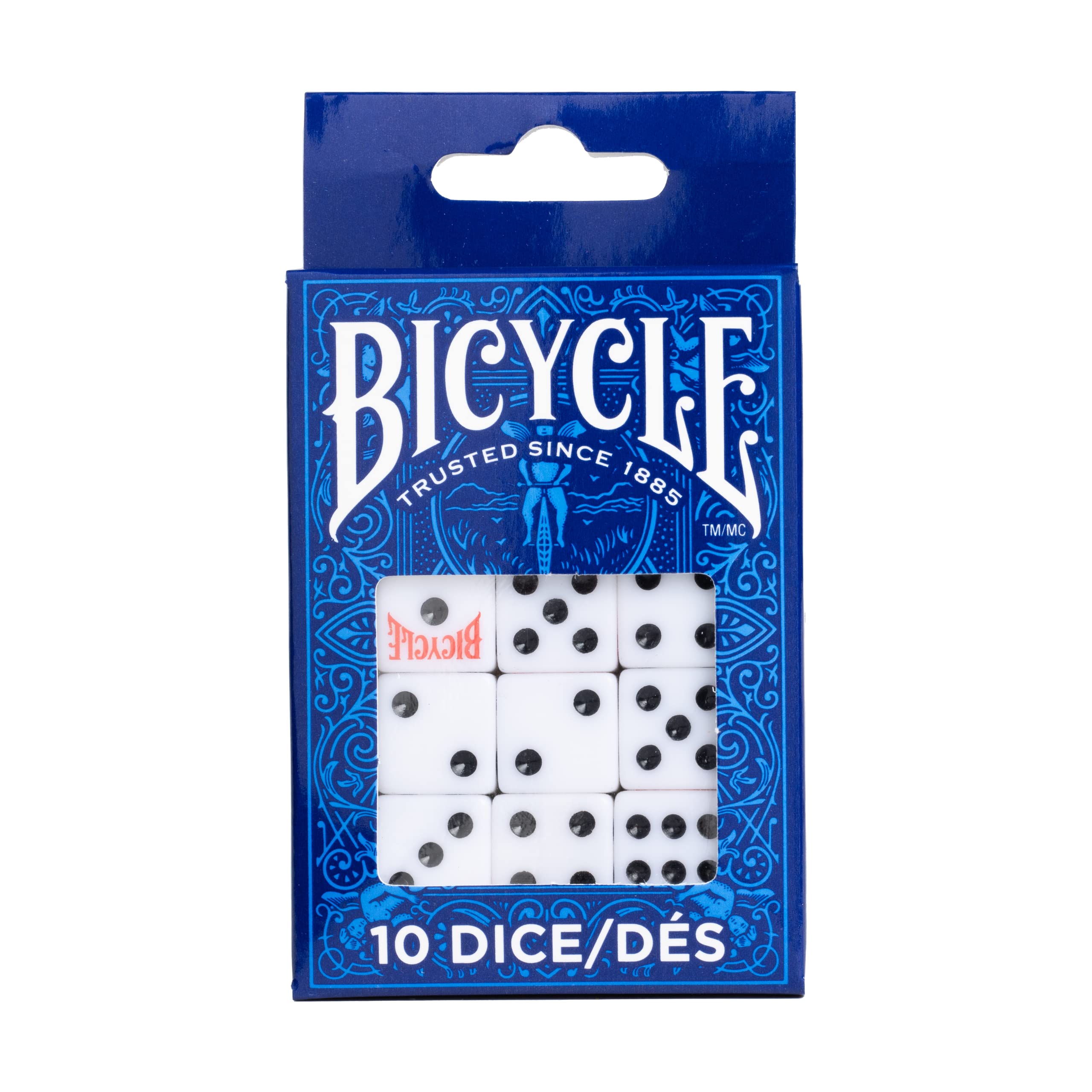 Bicycle 10 Count White 16 mm D6 Playing Dice Set