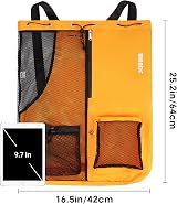 WANDF Swim Bag Mesh Drawstring Backpack XL Orange Wet Pocket view 6