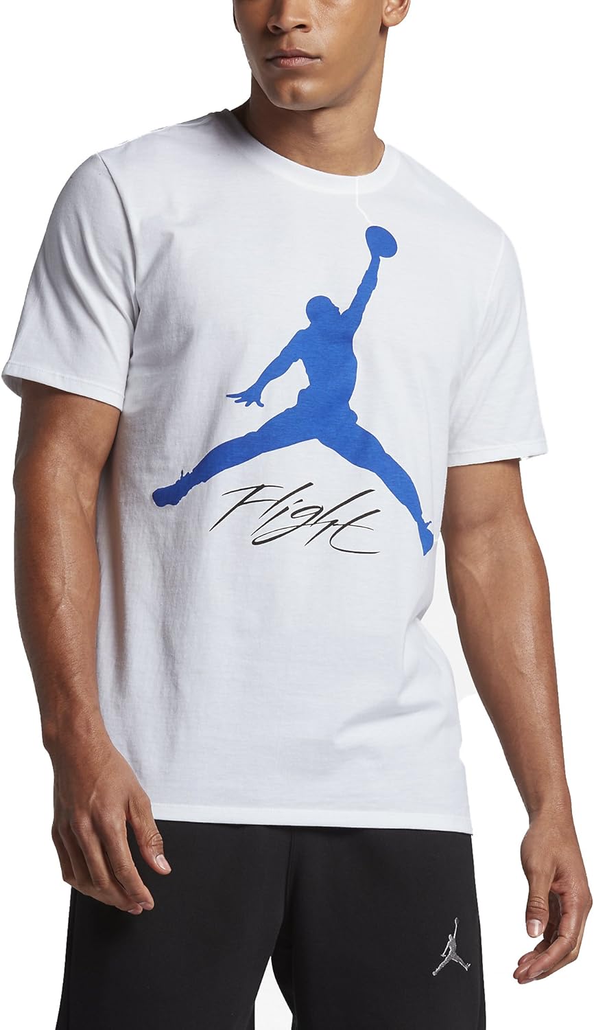 Amazon.com: Jordan Flight Mens T-Shirt - White/University Blue: Clothing