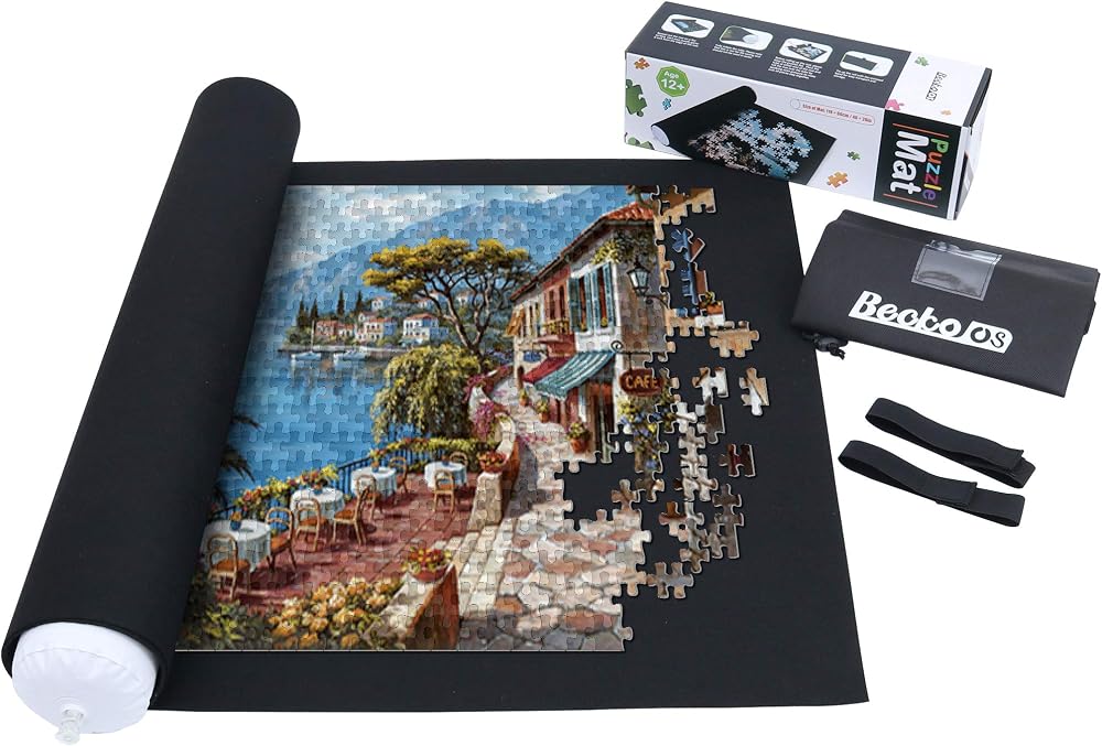 Becko US Puzzle Roll Jigsaw Mat 118x66cm holds 1,500 pieces with tube