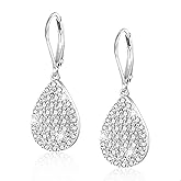 ALEXCRAFT 925 Sterling Silver Dangle Earrings, 14K Gold Plated Heart Waterdrop Earring for Women Trendy Hypoallergenic Leverback Earings Wedding Cubic Zirconia Dangle Earrings Jewelry for Women