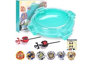 Burst Stadium Battling Set, 6 Spinning Tops, 2 Launchers and Arena, Battle Game Toys for 6+ Year Old Boys (Green)