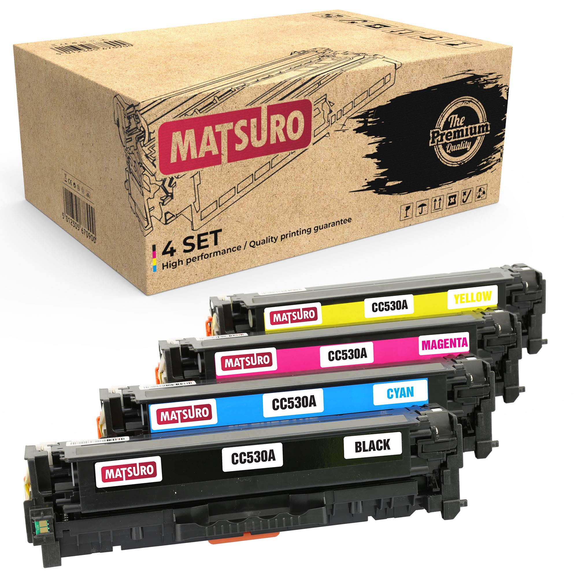 Matsuro Original | Compatible Toner cartridge Replacement for HP 304A CC530A CC531A CC532A CC533A (1 SET)