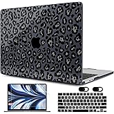 MEEgoodo Case for M4/M3/M2 MacBook Air 13.6 inch Case 2025 2024 2022, Fit Model A3240/A3113/A2681, Laptop Hard Shell with Keyboard Cover Compatible with MacBook Air 13 inch, Snow Leopard Texture