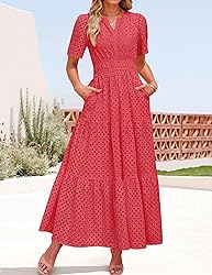 ZESICA Women's 2025 Summer Short Sleeve Maxi Dress