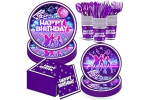 CUTEDOG 168Pcs Kpop Birthday Decorations K Pop Party Plates Napkins Cups Knives Forks Spoons, Kpop Party Decorations, Serve 24