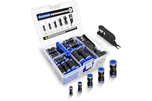 Sweezwon 66Pcs Straight Push to Connect Air Hose Fittings, Pneumatic Quick Connect Fittings Kit with Tubing Cutter for 5/32" 1/4" 5/16" 3/8" 1/2" Air Line, Nylon & PU Tubing