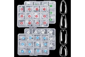 ELLEWIN 1000PCS Nail Tips Clear False Nails Full Cover for Acrylic Nails Kit 10 Sizes 4 Shapes Long Almond Square Coffin Oval Pre-Shape for Salon Home DIY Gifts