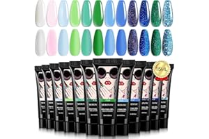Morovan Poly Gel Nail Kit: 12 Colors Poly Gel Nail Polish Kit Poly Nail Gel Extensions Nail Kit Starter Kit DIY at home