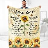 Aimego Sunflower Blanket Gifts for Women Girls Mom Sister Wife Daughter Positive Healing Inspirational Cozy Bed Couch Decor Plush Birthday Christmas Lightweight Throw 50"x60"