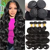Katspon 12A Human Hair Bundles 20 22 24 26 Inch Body Wave 100% Unprocessed Brazilian Virgin Hair 4 Bundles Human Hair Extensi