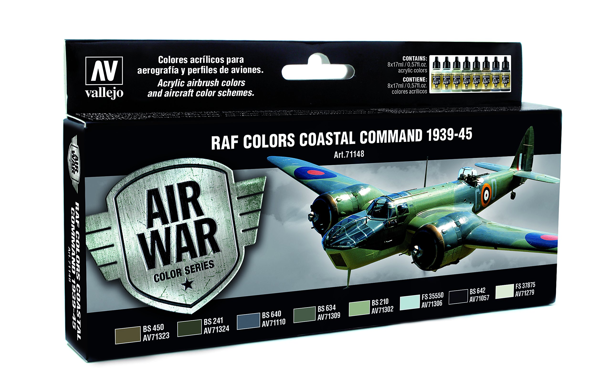 Vallejo"RAF & FAA Coastal Command 1939-45" Model Air Colouring Kit,17 ml (Pack of 8)