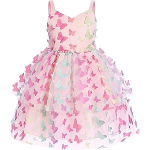 DOPIP Toddler Baby Girl Butterfly Birthday Dress Princess Fairy Dresses | 3D Butterfly Tulle A-line Tutu Skirt Big Back Bow &