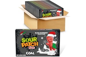 SOUR PATCH KIDS Coal Black Raspberry Soft & Chewy Holiday Candy, Bulk Candy, 12 - 3.1 oz Boxes