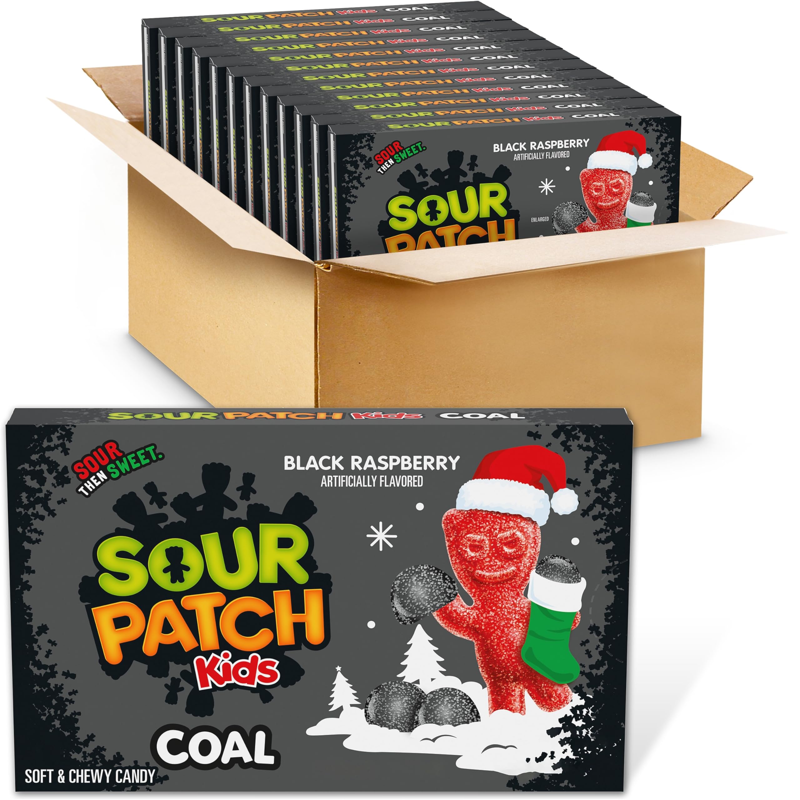 Photo 1 of SOUR PATCH KIDS Coal Black Raspberry Soft & Chewy Holiday Candy, Bulk Candy, 12 - 3.1 oz Boxes