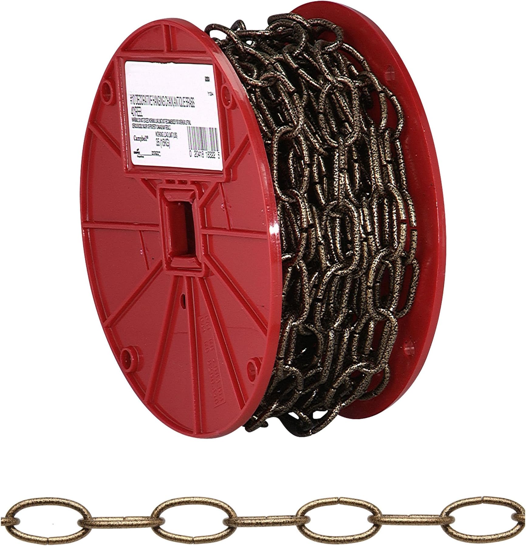 Campbell 0722006 Decorator Chain on Reel, Antique Copper, #10 Trade, 0.135" Diameter, 40' Length, 35 lbs Load Capacity