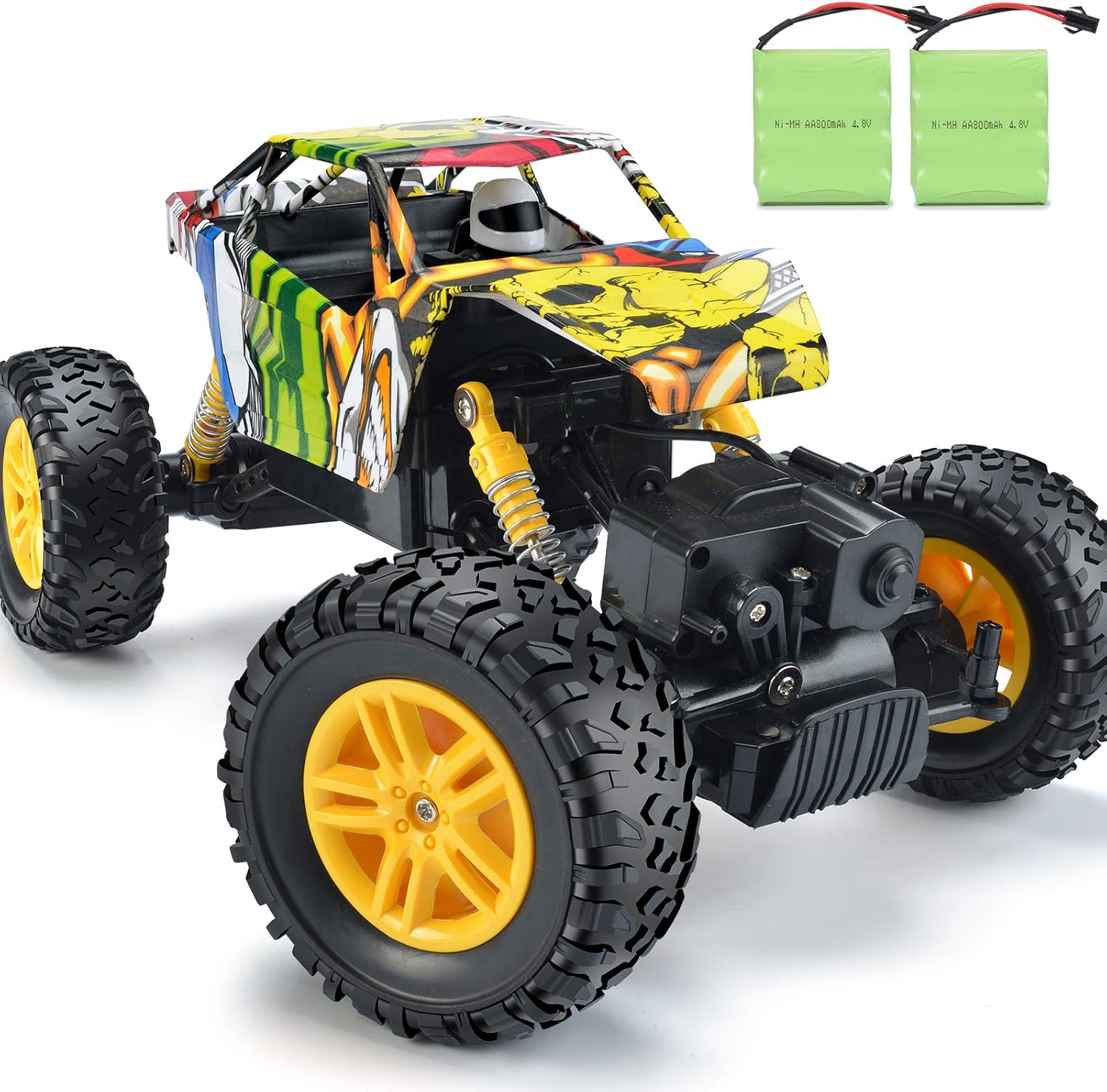 DOUBLE E Remote Control Car 4WD RC Car All Terrains Electric Toy Off Road Remote Control Monster Truck Vehicle Crawler with Two Rechargeable Batteries for Boys Kids and Adults: Toys & Games