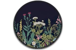 BOSOBO Mouse Pad, Round Floral Mouse Mat, Cute Mouse Pad with Design, Non-Slip Rubber Base Mousepad with Stitched Edge, Water