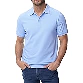 MIER Polo Shirts for Men Cotton Short Sleeve Golf Tennis Collared Shirt for Casual Work Travel, 3 Buttons, Ultra Soft