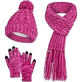MissShorthair Womens Beanie Winter Hats 3 in 1 Knit Warm Hat Gloves and Scarf Set Women Scarves for Cold Weather