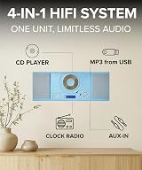 Grouptronics GTMC-101 CD Player with Speakers HiFi System USB Radio Clock view 2