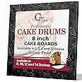 Cakebon Cake Boards Square - Sturdy 1/2 Inch Thick Drums - 8 Inch Professionally Wrapped Edges Black 3-Pack